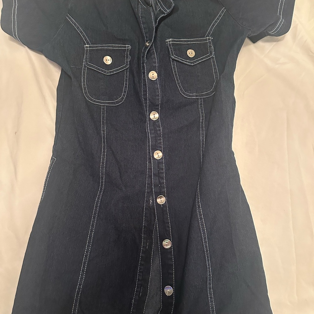 Dark Blue Button-Up Dress